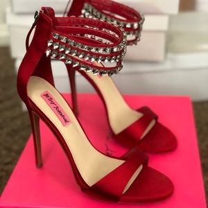 Betsey Johnson Red Satin Sandals 8.5